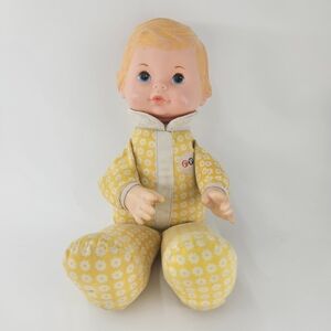 Vintage Fisher Price 1975 #208 Honey Lap Sitter 12" Yellow Floral Baby Doll